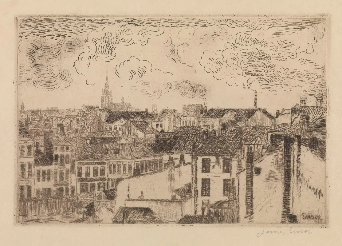 Roofs At Ostend Wall Art by James Ensor - High-Resolution Digital Print