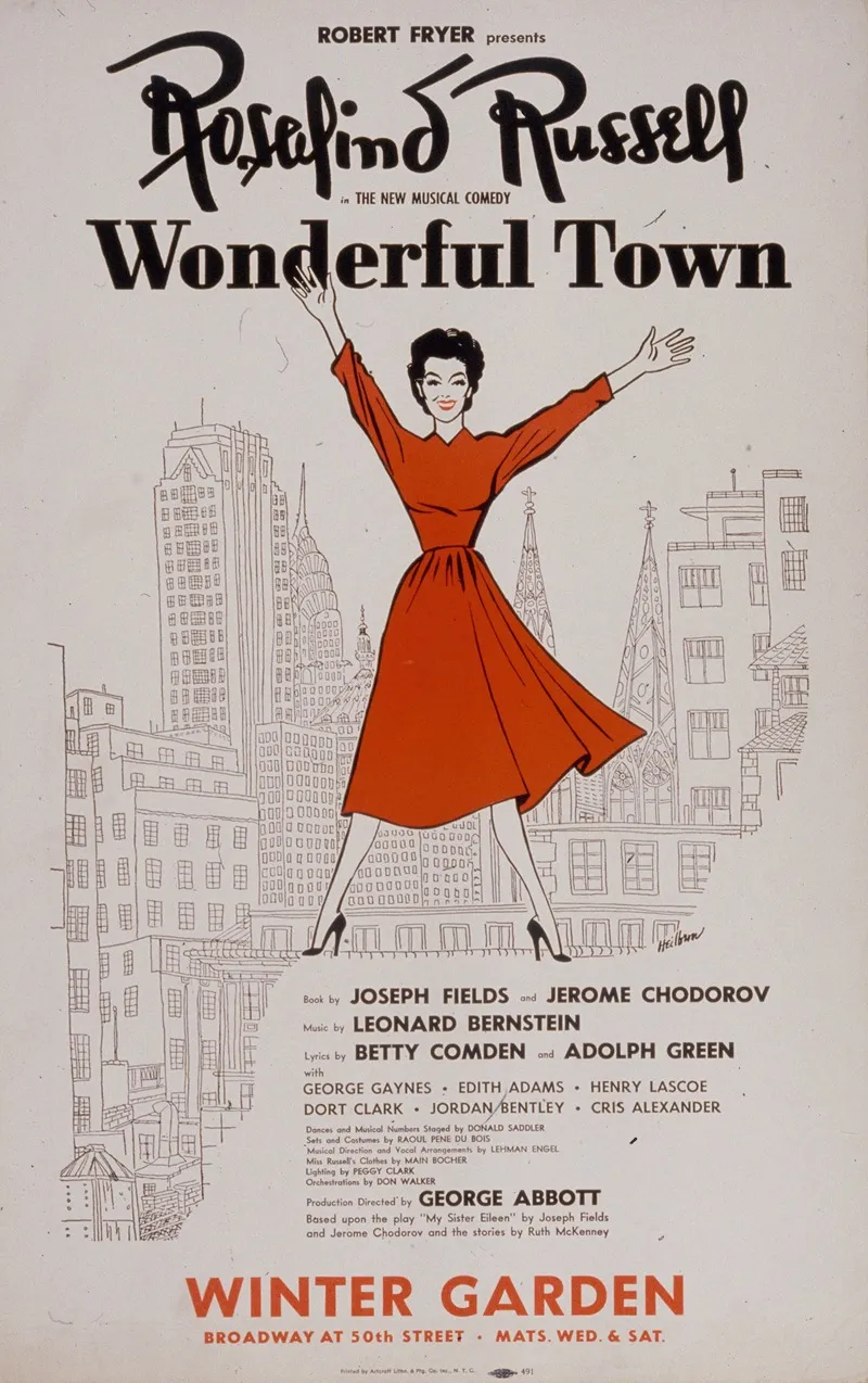 Rosalind Russell In The New Musical Comedy Wonderful Town Wall Art by Artcraft Lithograph - High-Resolution Digital Print
