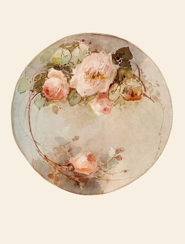 Rose Plate Wall Art by Adeline More - High-Resolution Digital Print