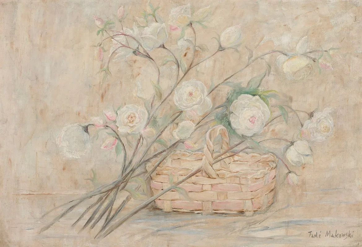 Rose With A Basket Wall Art by Tadeusz Makowski - High-Resolution Digital Print