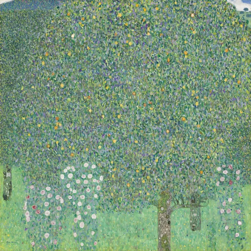 Rosebushes Under The Trees Wall Art by Gustav Klimt - High-Resolution Digital Print