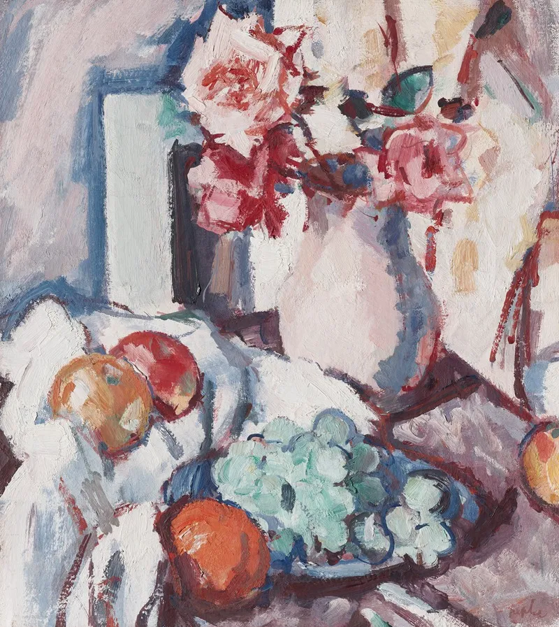 Roses And Fruit Wall Art by Samuel John Peploe - High-Resolution Digital Print