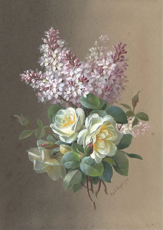 Roses And Lilacs Wall Art by Paul de Longpre - High-Resolution Digital Print