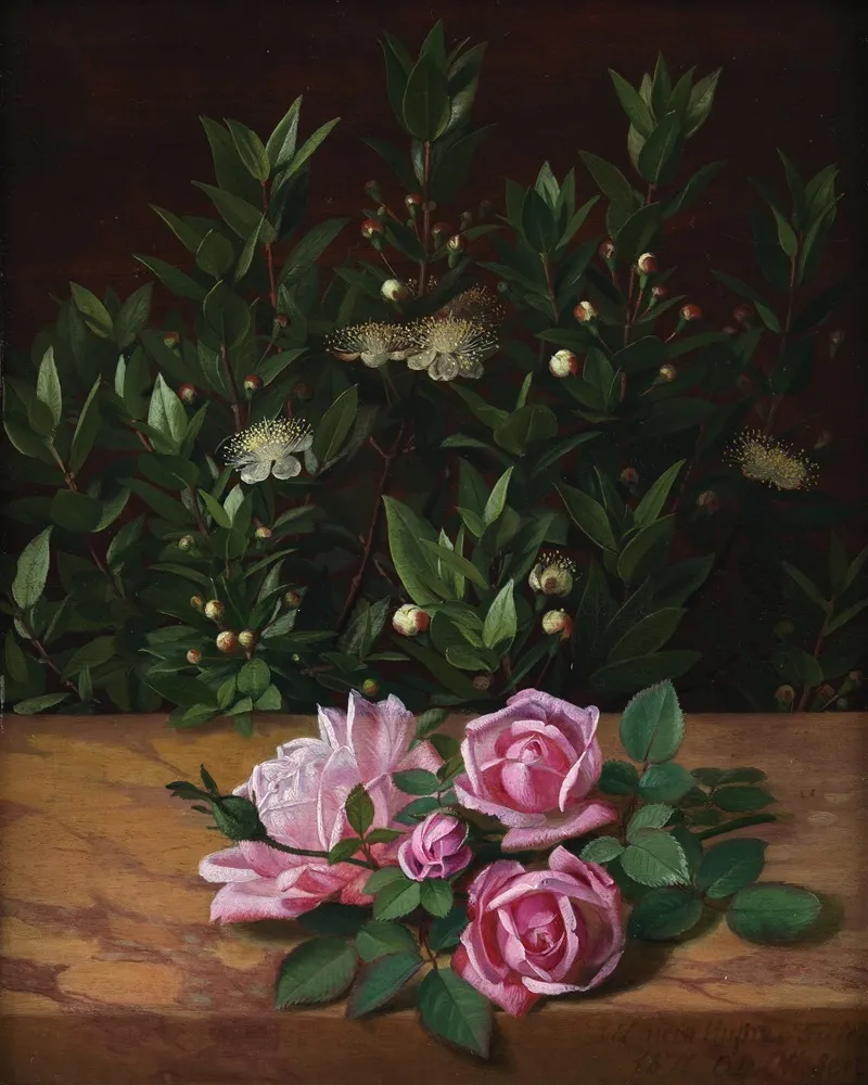 Roses And Myrtles Wall Art by Otto Didrik Ottesen - High-Resolution Digital Print