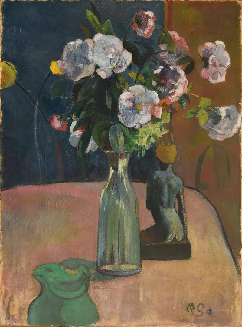 Roses Et Statuette Wall Art by Paul Gauguin - High-Resolution Digital Print