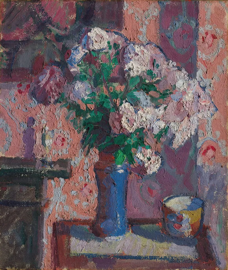 Roses In A Blue Vase