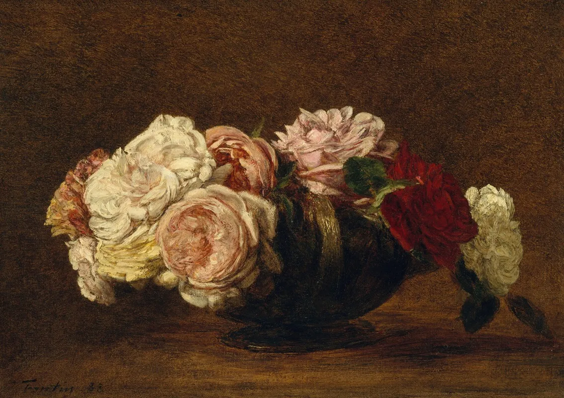 Roses In A Bowl Wall Art by Henri Fantin-Latour - High-Resolution Digital Print