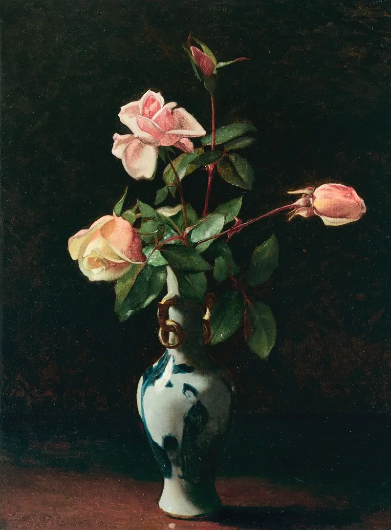 Roses In A Chinese Vase Wall Art by George Cochran Lambdin - High-Resolution Digital Print