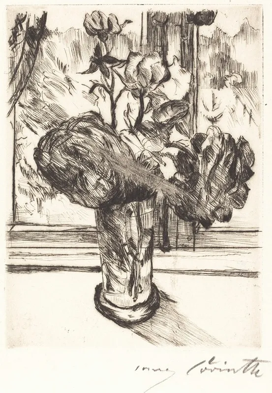 Roses In A Glass Of Water Rosen In Einem Wasserglas Wall Art by Lovis Corinth - High-Resolution Digital Print