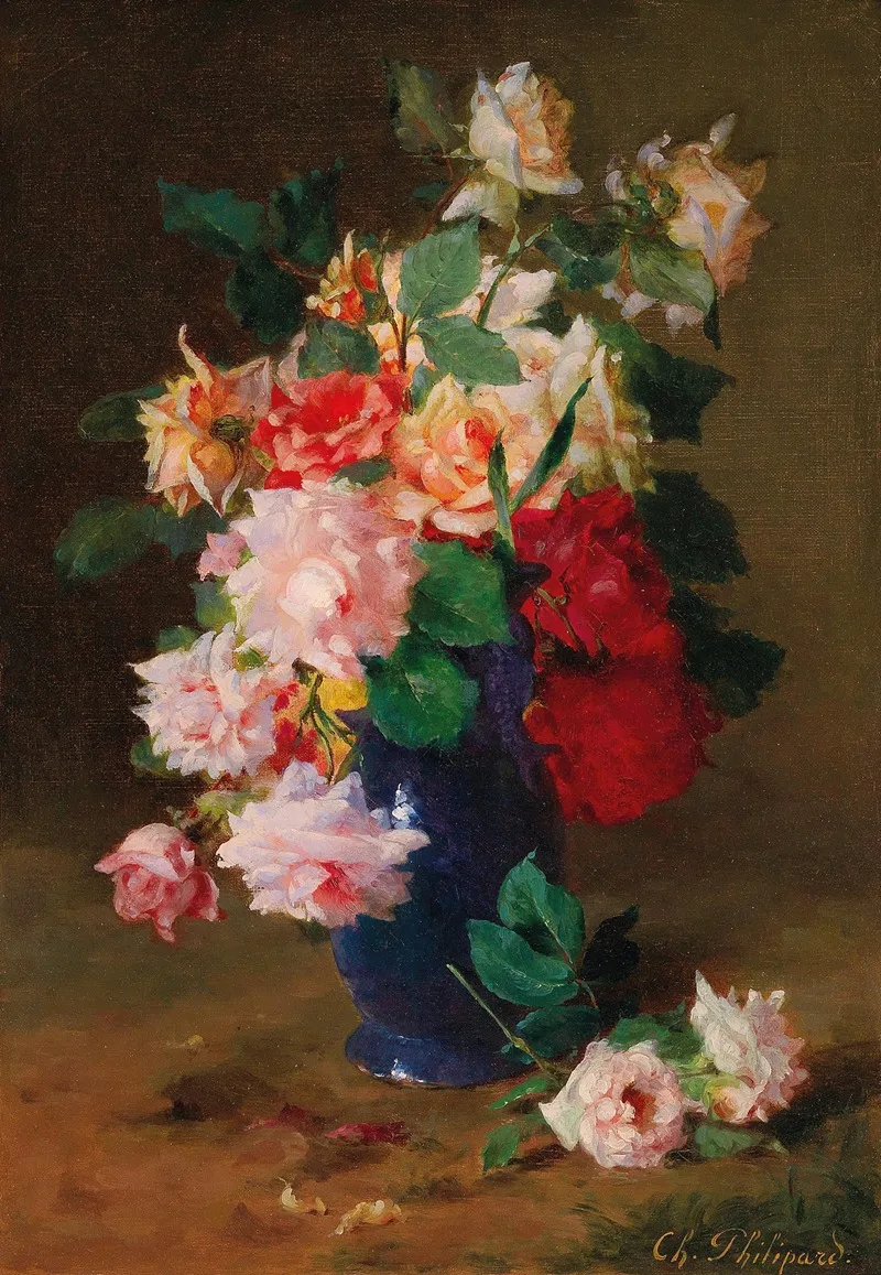 Roses In A Vase 4 Wall Art by Charles Philipard - High-Resolution Digital Print