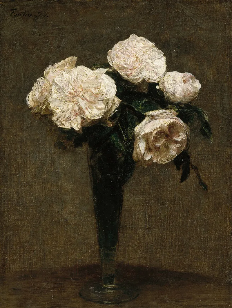 Roses In A Vase 5 Wall Art by Henri Fantin-Latour - High-Resolution Digital Print