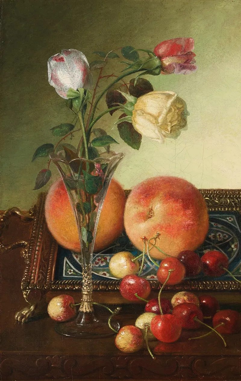 Roses Peaches Cherries Wall Art by Robert Spear Dunning - High-Resolution Digital Print