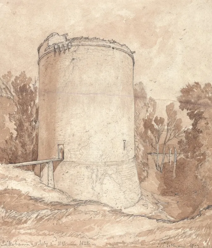Round Tower Castle Of Lillebonne Normandy Wall Art by John Sell Cotman - High-Resolution Digital Print