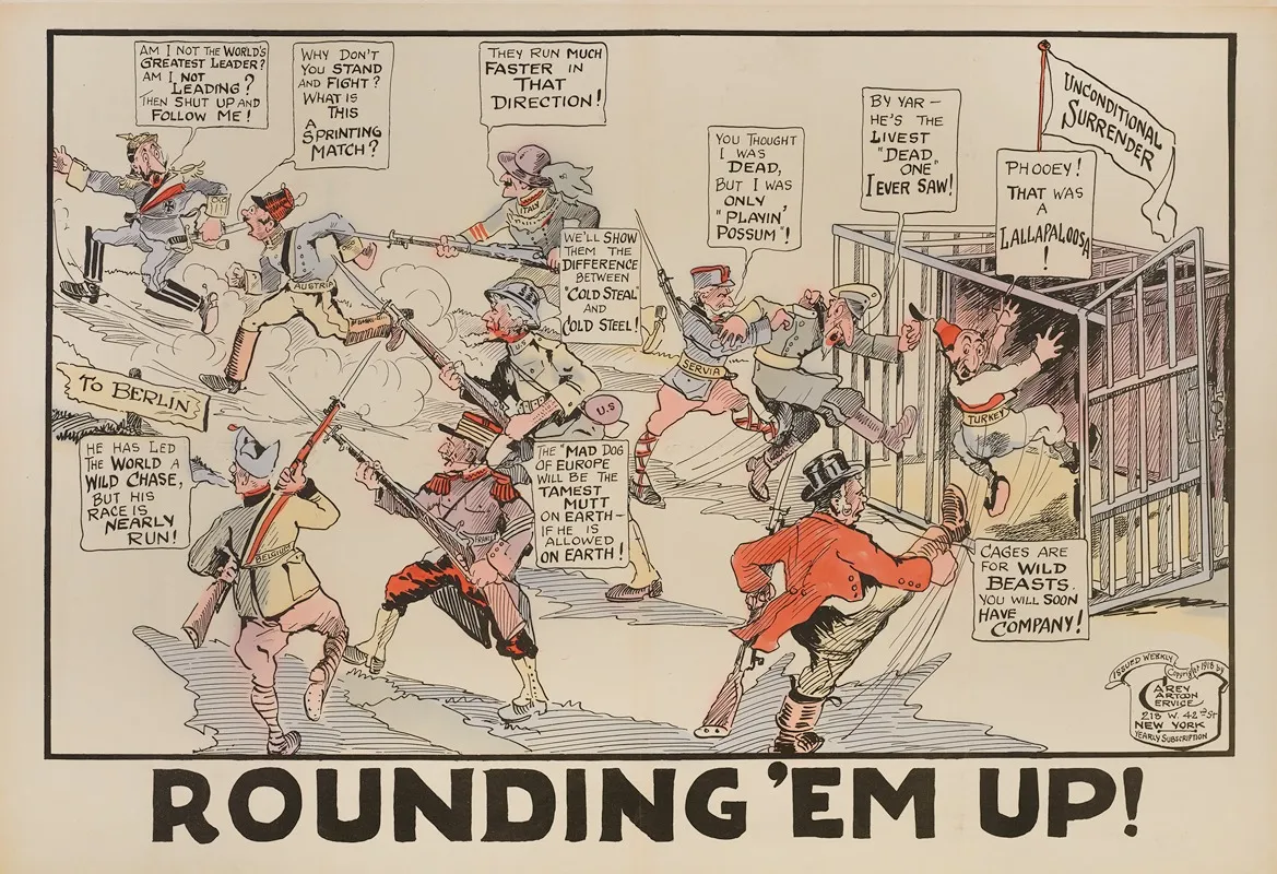 Rounding Em Up Wall Art by Carey Cartoon Service - High-Resolution Digital Print