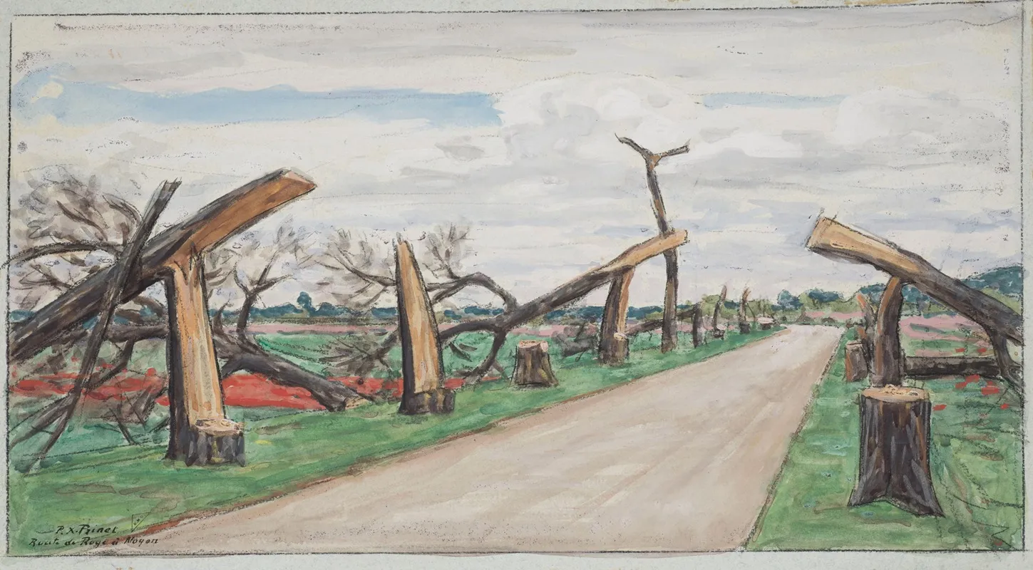 Route De Roye A Noyon Les Arbres Coupes Wall Art by René François Xavier Prinet - High-Resolution Digital Print