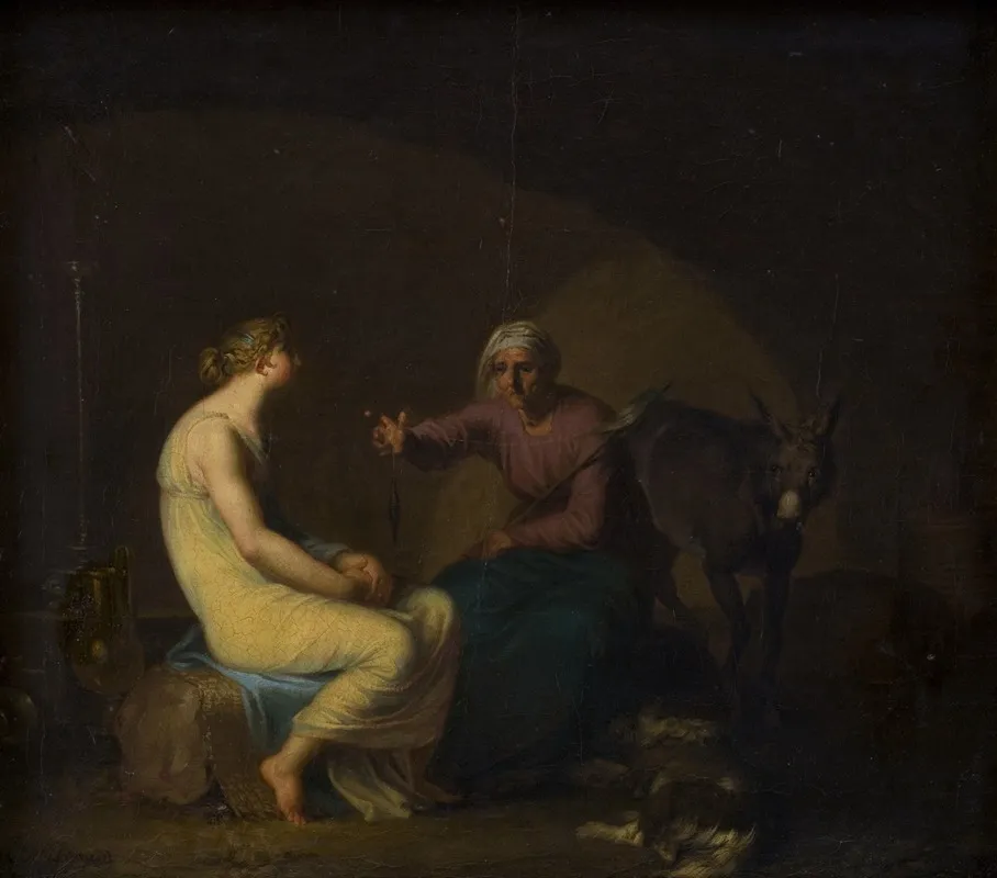 Roverbandens Husholderske Troster Den Unge Pige Ved At Fortaelle Myten Om Amor Og Psyche Motiv Fra Apulejus Det Gyldne Aesel