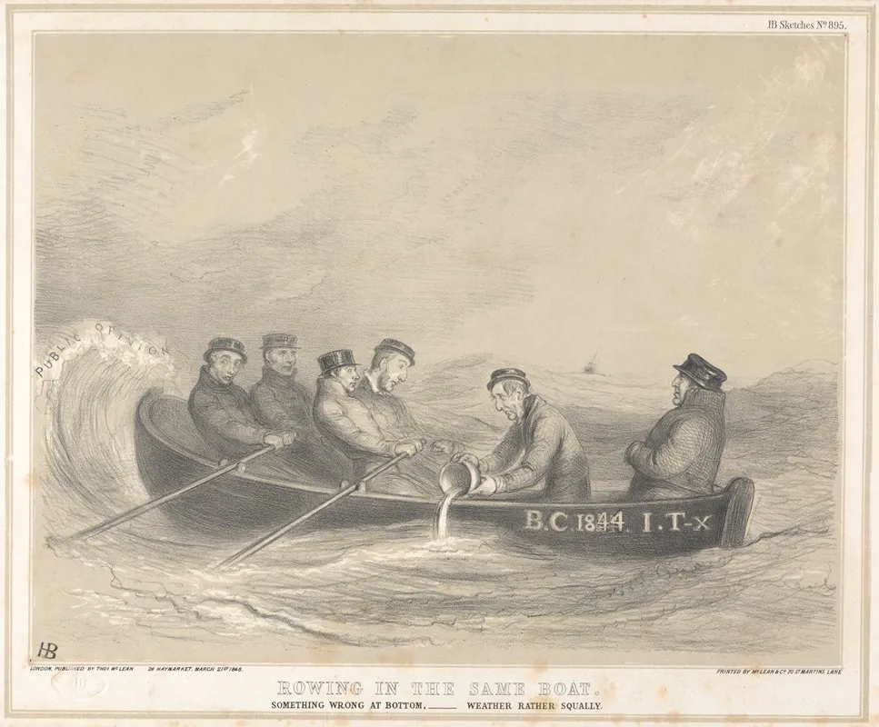 Rowing In The Same Boat Something Wrong At The Bottom Weather Rather Squally Wall Art by John Doyle - High-Resolution Digital Print