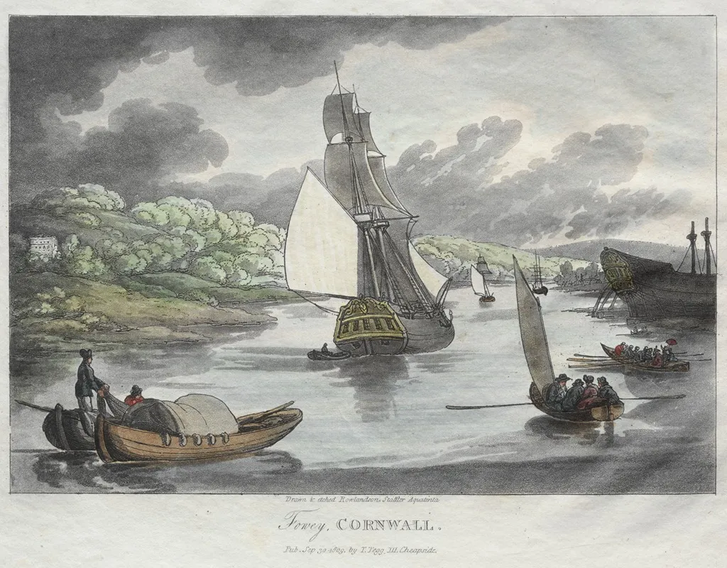 Rowlandsons Sketches From Nature Fowey Cornwall Wall Art by Thomas Rowlandson - High-Resolution Digital Print