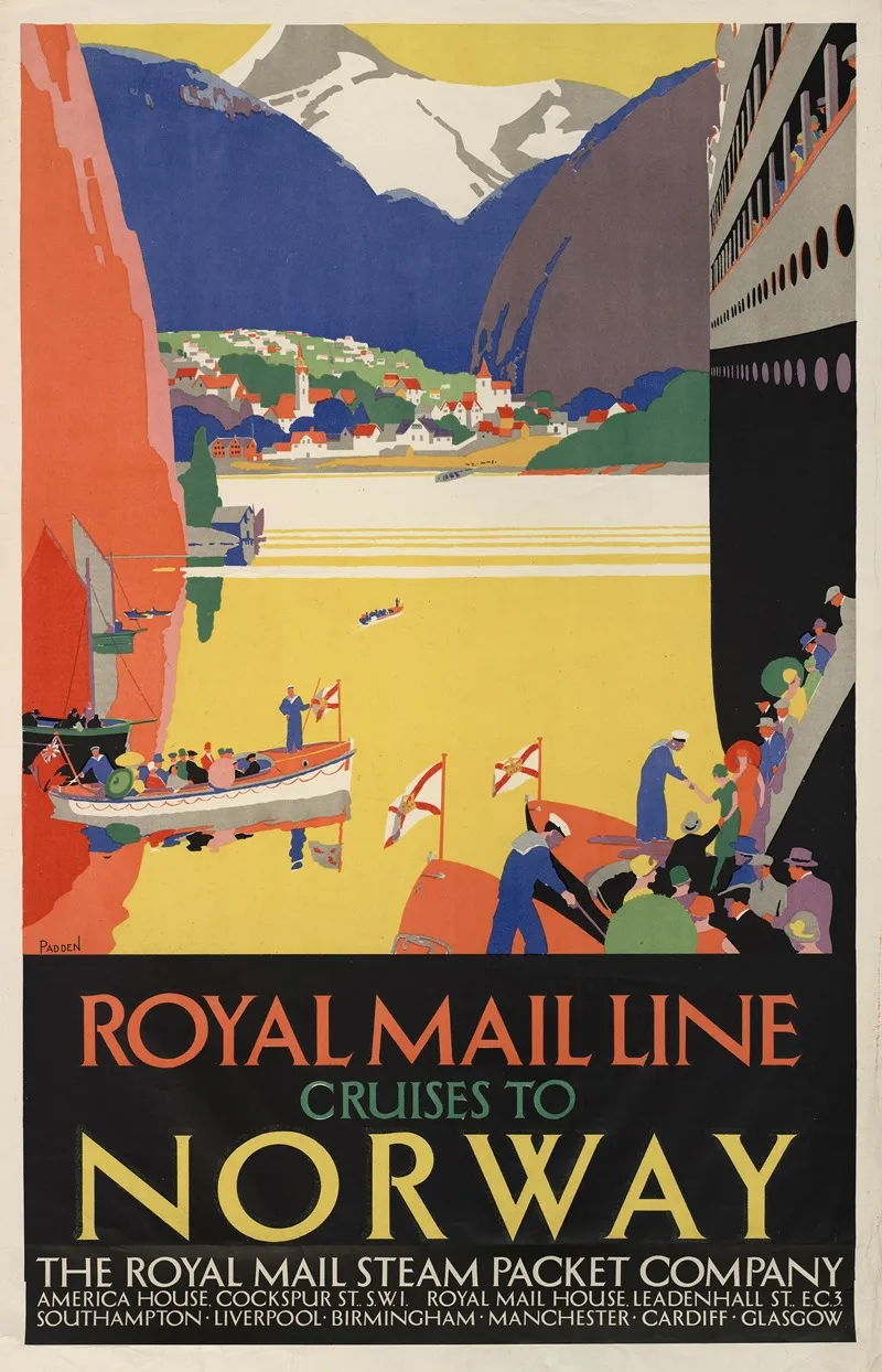 Royal Mail Line Cruises To Norway 2 Wall Art by Percy Padden - High-Resolution Digital Print