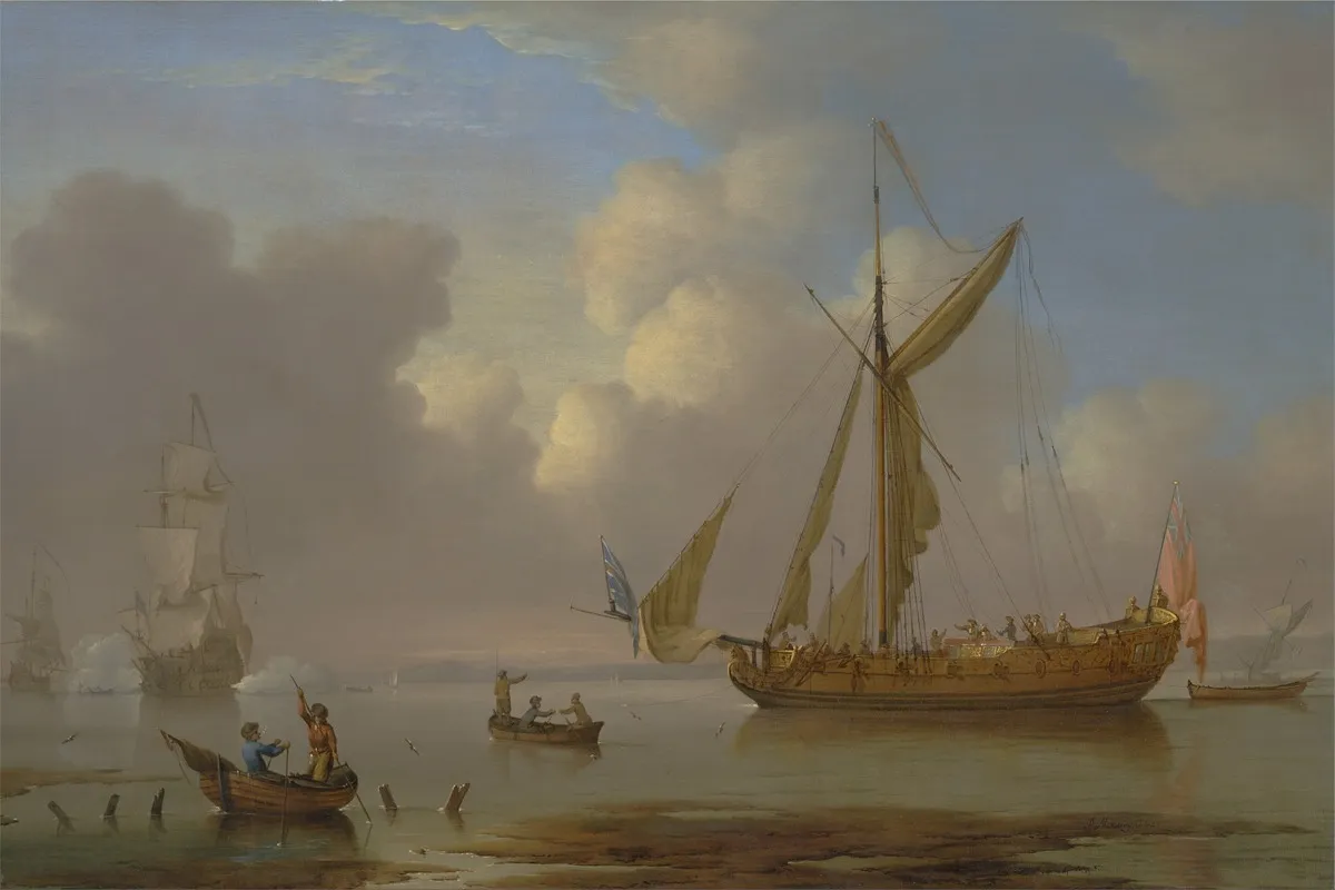 Royal Yacht Becalmed At Anchor