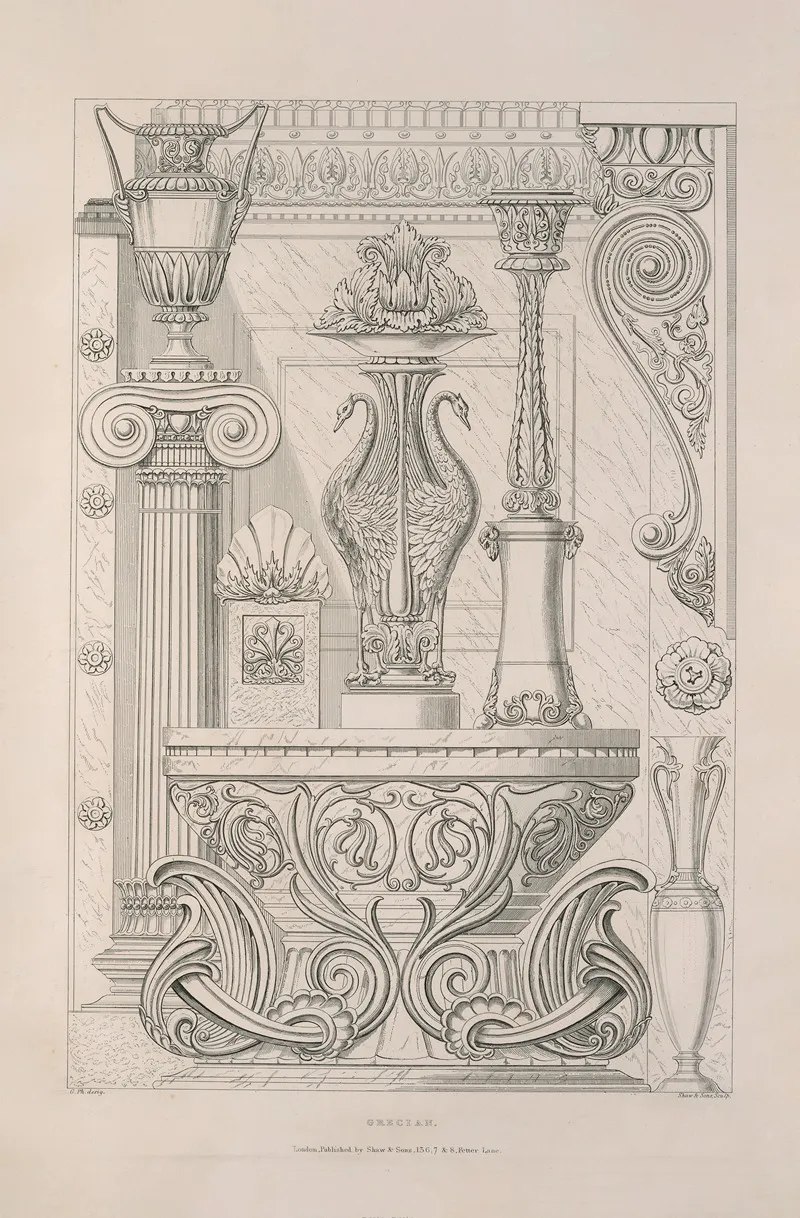 Rudiments Of Curvilinear Design Pl 02 Wall Art by George Phillips - High-Resolution Digital Print