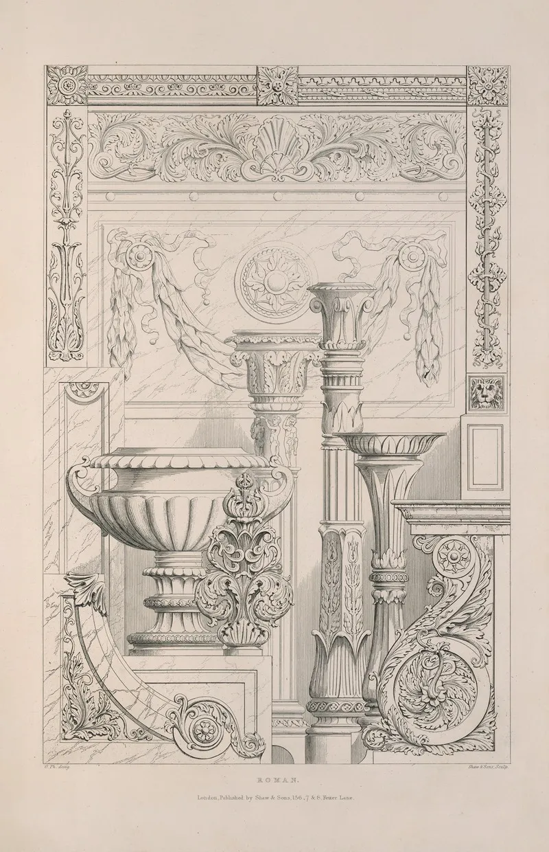 Rudiments Of Curvilinear Design Pl 08 Wall Art by George Phillips - High-Resolution Digital Print