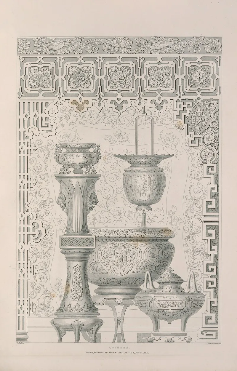 Rudiments Of Curvilinear Design Pl 14 Wall Art by George Phillips - High-Resolution Digital Print