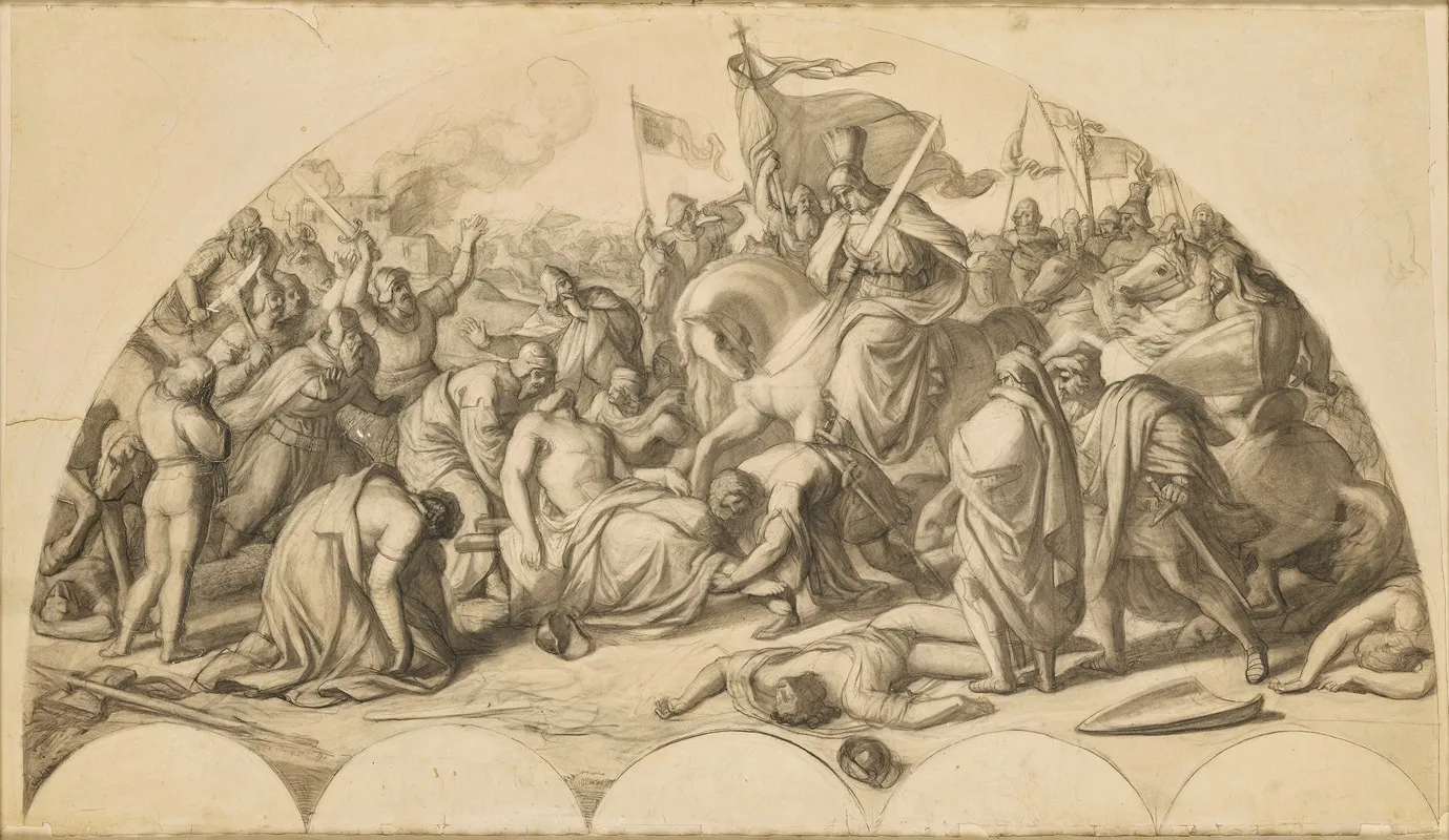 Rudolf I Von Habsburg An Der Leiche Przemysl Ottokars Ii Von Bohmen Wall Art by Carl Rahl - High-Resolution Digital Print