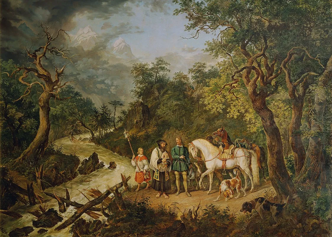 Rudolf Von Habsburg Und Der Priester Wall Art by Johann Nepomuk Höchle - High-Resolution Digital Print