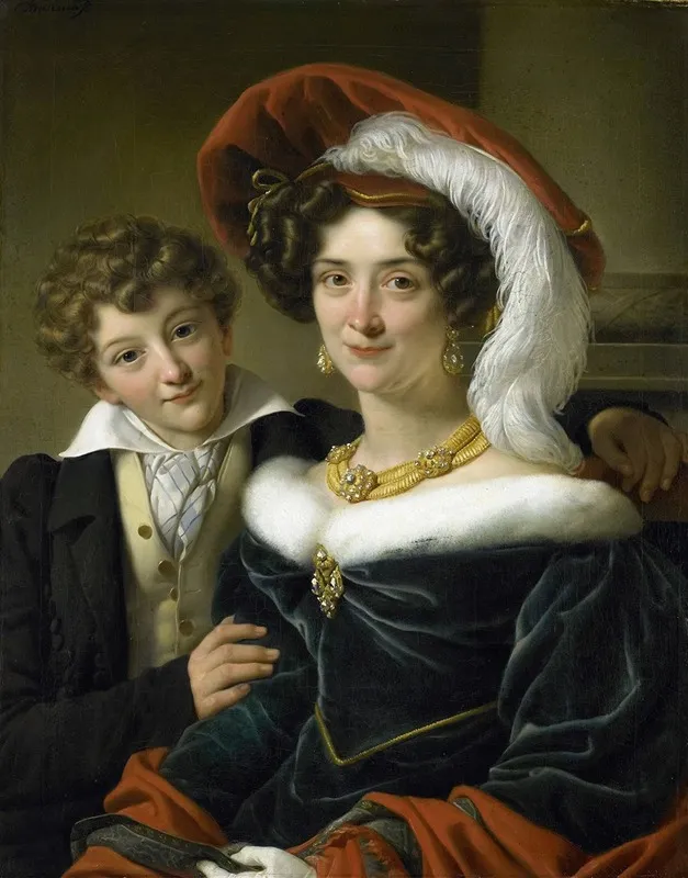 Rudolphina Wilhelmina Elizabeth De Sturler Second Wife Of Count Johannes Van Den Bosch With Their Son Richard Leeuwenhart Wall Art by Cornelis Kruseman - High-Resolution Digital Print