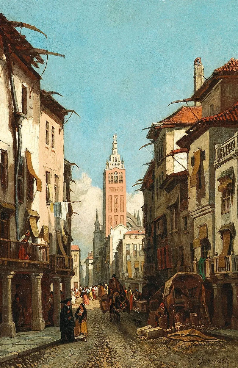 Rue De La Giralda Seville Wall Art by François Antoine Bossuet - High-Resolution Digital Print