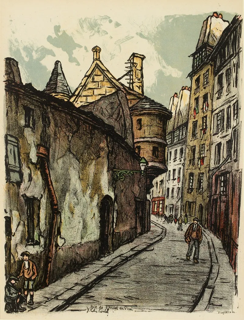 Rue De Lhotel De Ville Wall Art by Jean-Charles Contel - High-Resolution Digital Print