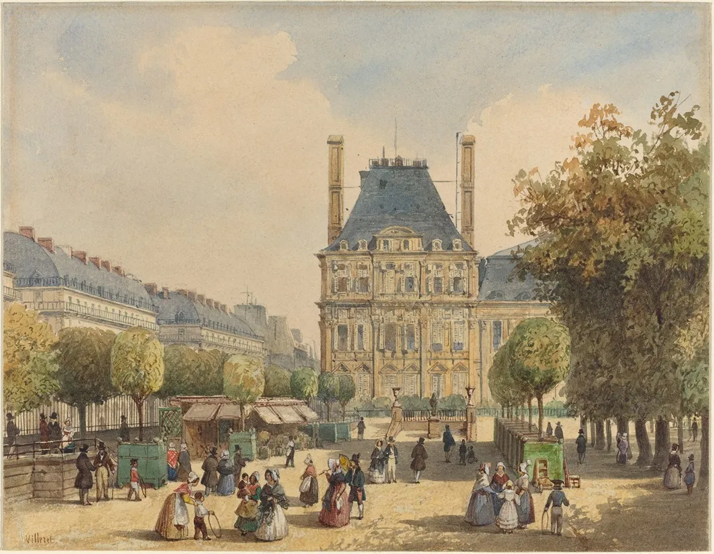 Rue De Rivoli And Pavillon Marsan Wall Art by François Etienne Villeret - High-Resolution Digital Print