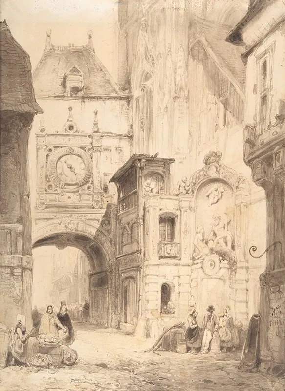 Rue Du Gros Horloge Rouen Early Wall Art by Wijnand Jan Joseph Nuijen - High-Resolution Digital Print