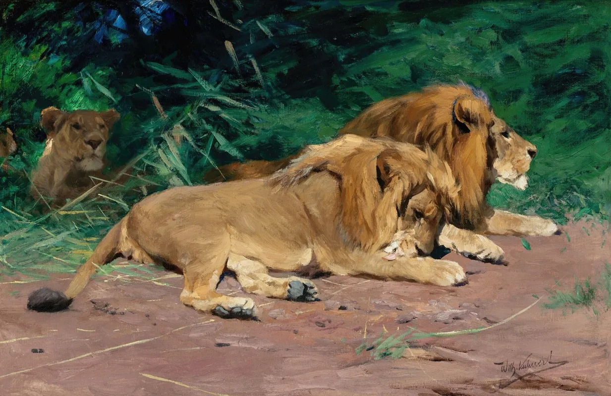 Ruhende Lowen Lions At Rest Wall Art by Wilhelm Kuhnert - High-Resolution Digital Print