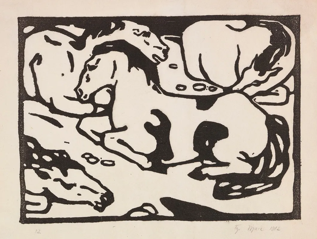 Ruhende Pferde Wall Art by Franz Marc - High-Resolution Digital Print