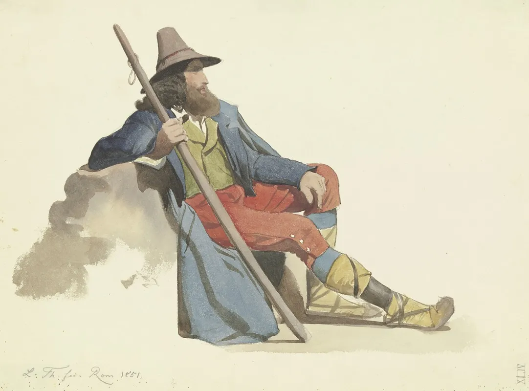 Ruhender Hirte Der Romischen Campagna Wall Art by Ludwig Thiersch - High-Resolution Digital Print