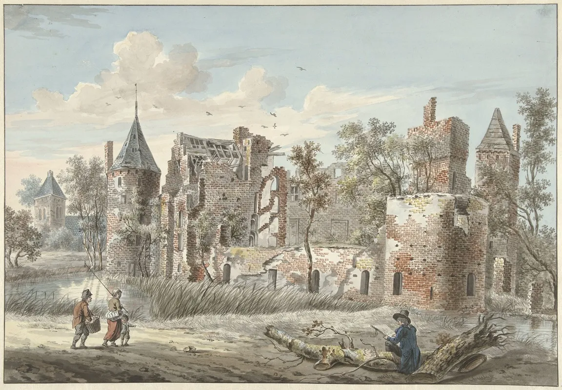 Ruine Van Het Huis Ter Haar Bij Maarssen Wall Art by Jan Philip Reuthel jr. - High-Resolution Digital Print