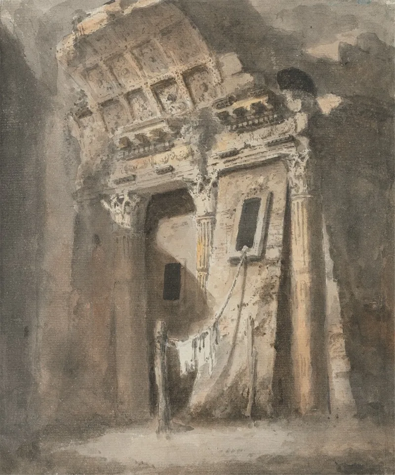 Ruined Archway With A Line Of Washing Possibly In Rome