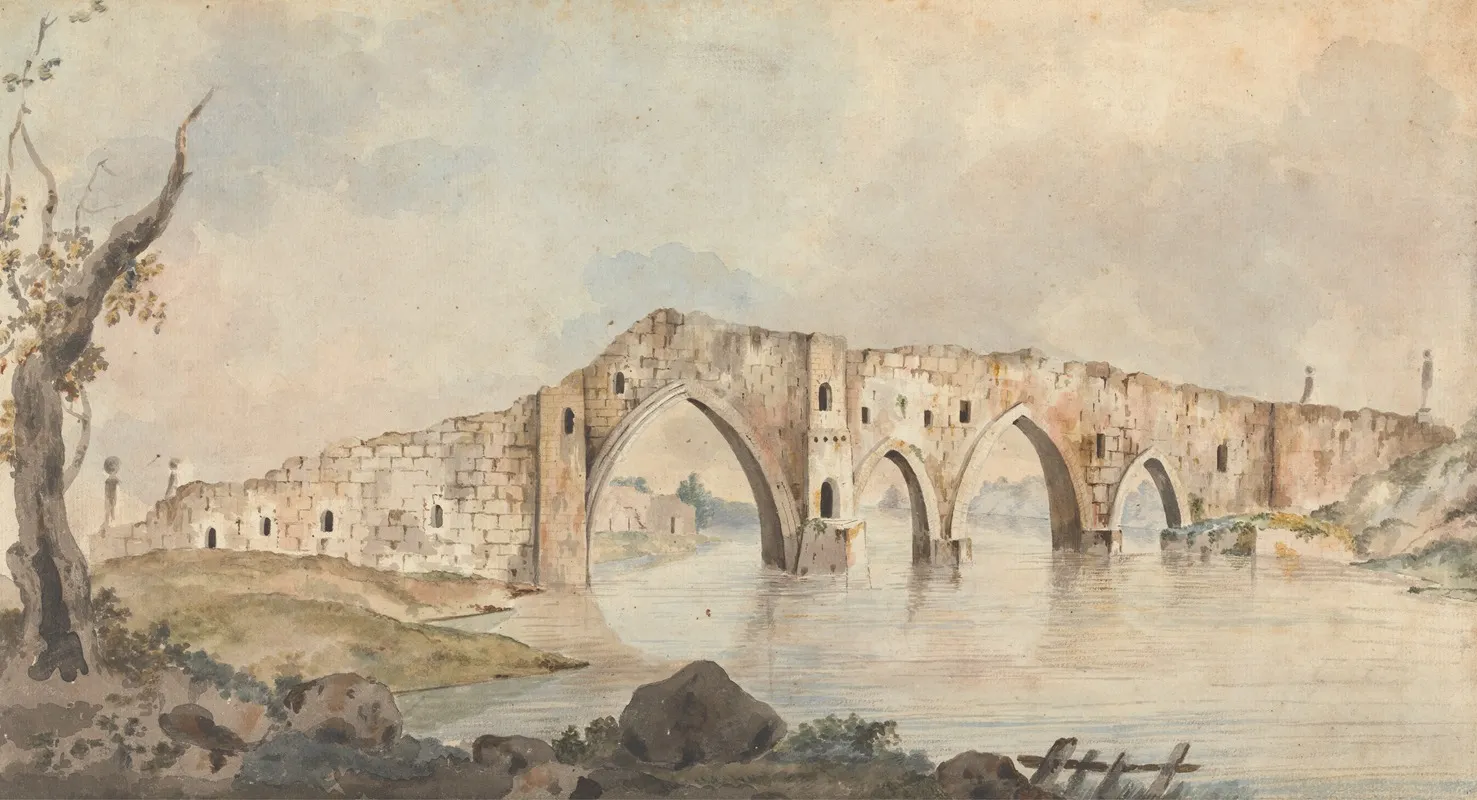 Ruined Bridge With Four Pointed Arches Near Rome