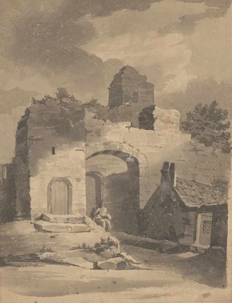 Ruined Stone House With Seated Figure