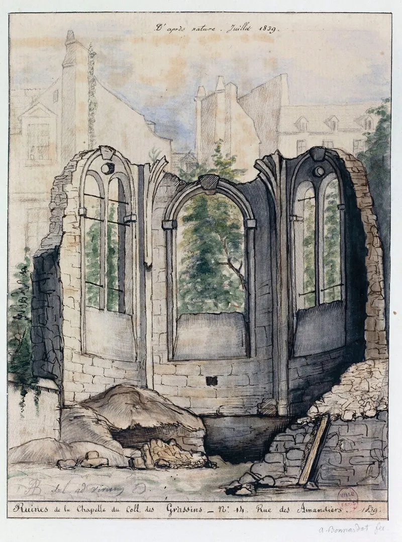 Ruines De La Chapelle Du College Des Grassins 14 Rue Des Amandins Wall Art by Alfred Bonnardot - High-Resolution Digital Print