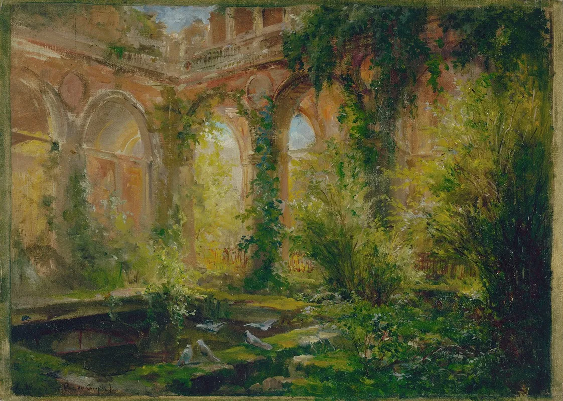 Ruines De La Cour Des Comptes La Salle Des Fetes Wall Art by Jean Baptiste Edmond Allouard - High-Resolution Digital Print