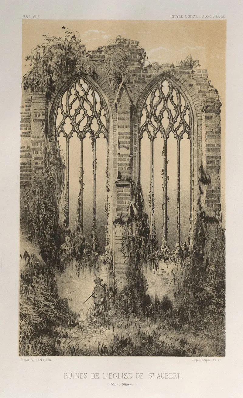 Ruines De Leglise De St Aubert Haute Marne Wall Art by Victor Petit - High-Resolution Digital Print