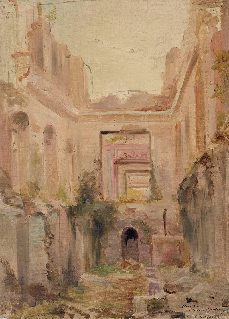 Ruines Du Chateau De Saint Cloud Le Vestibule Wall Art by Jean Baptiste Edmond Allouard - High-Resolution Digital Print