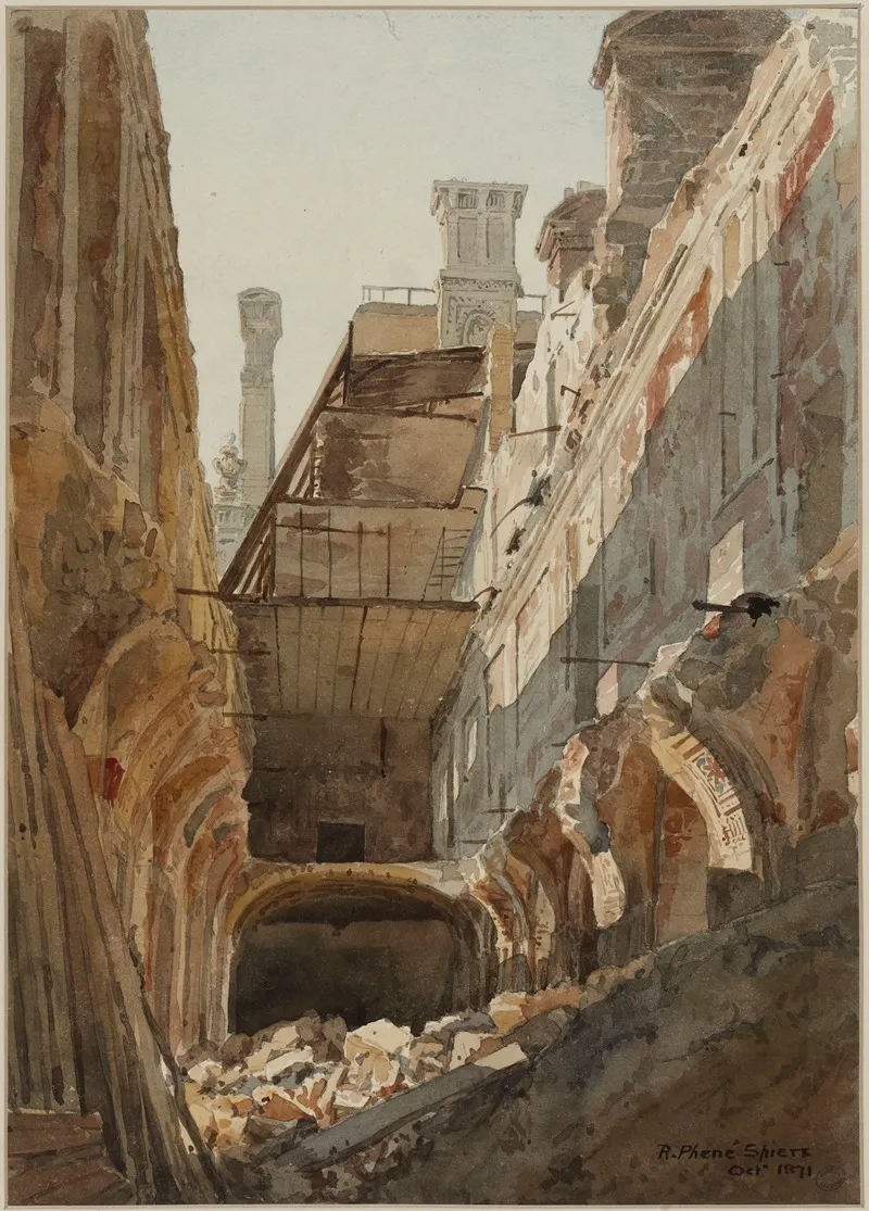 Ruines Du Palais Des Tuileries Salon De Diane En 1871 Wall Art by Richard Phené Spiers - High-Resolution Digital Print