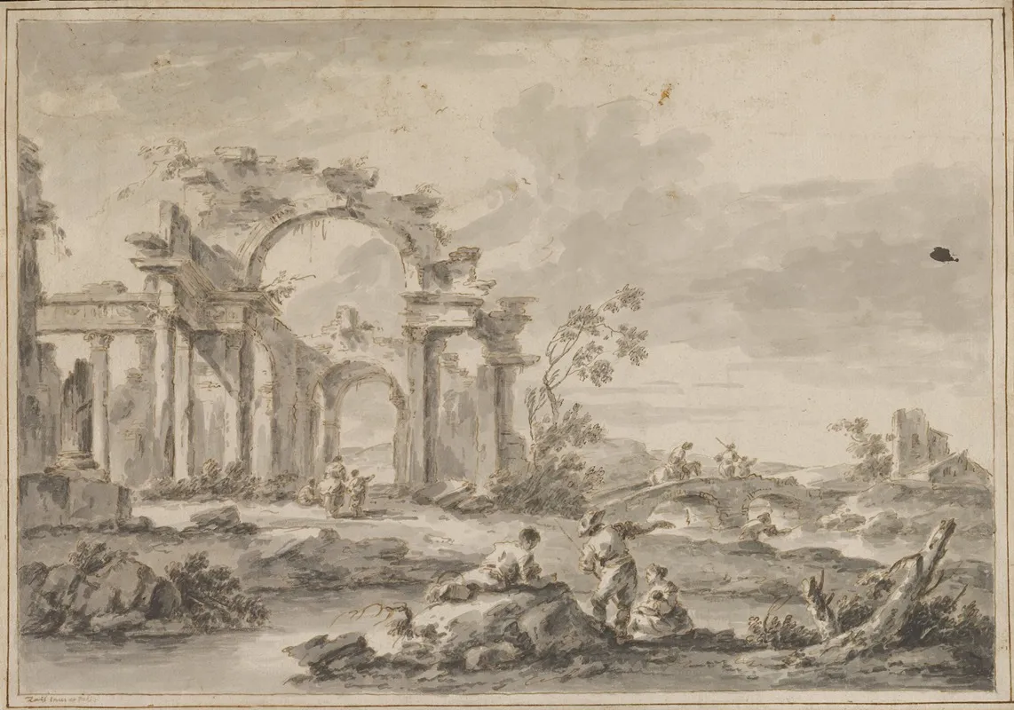 Ruins And Bridge Wall Art by Giuseppe Zais - High-Resolution Digital Print