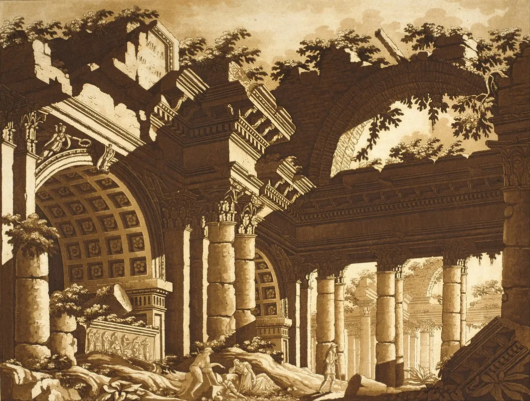 Ruins Of A Temple Wall Art by Lodovico Pozzetti - High-Resolution Digital Print