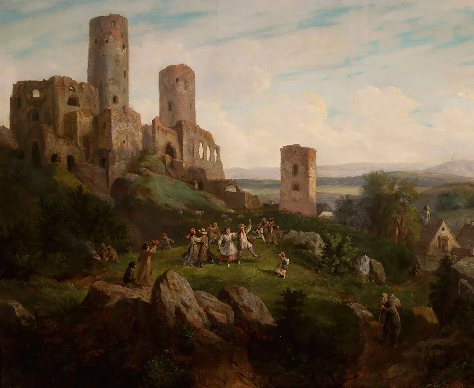 Ruins Of The Castle Merry Making In Tenczynek Wall Art by Henryk Pillati - High-Resolution Digital Print