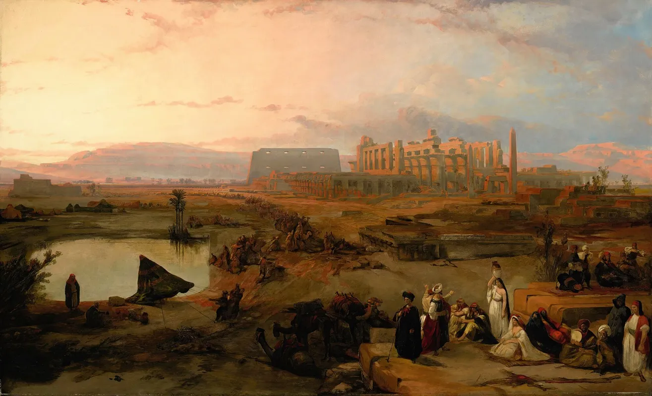 Ruins Of The Great Temple At Karnak Sunset Wall Art by David Roberts - High-Resolution Digital Print